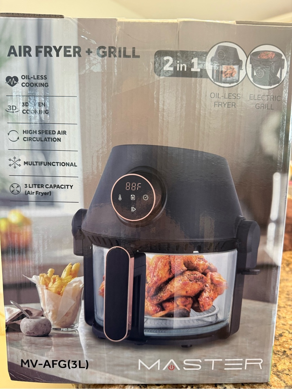 Masters Black Air Fryer + Grill with Rose Gold Accents
